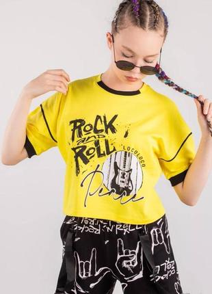 Футболка жовта з написом "rock and roll" (140 див.) locoloco 2125000773902