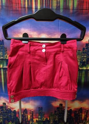 Яркая юбка мини эластичная джинсовая короткая красная оригинальная под пояс ремень trg2 фото