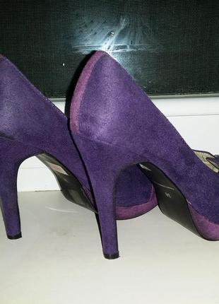 Замшеві фіолетові бузкові туфлі човники на високих підборах шпильці adore