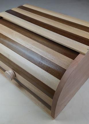 Хлебница деревянная ручной работы  "полоски" древесина бук 37 см * 27 см, высота 17 см.4 фото