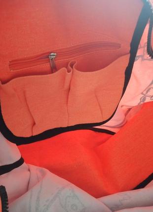 Большая пляжная,летняя сумка из канваса3 фото