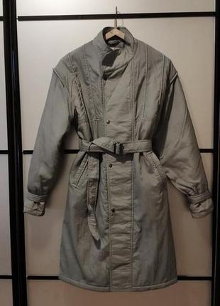 Утепленное стеганое пальто плащ на синтепоне