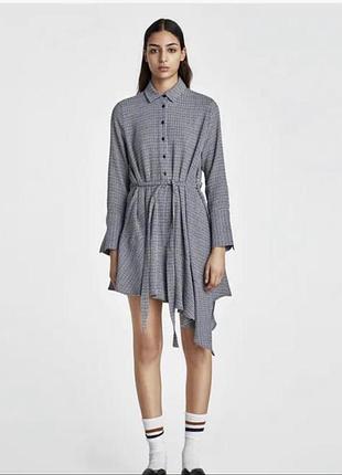 Асимметричное платье-рубашка zara