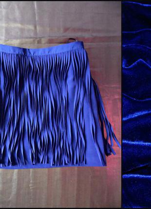 Распродажа! юбка мини сапфирового цвета с бахромой zara1 фото