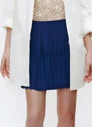 Распродажа! юбка мини сапфирового цвета с бахромой zara5 фото