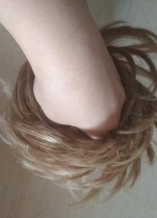 Пучок шеньен волосся на хвіст блонд4 фото