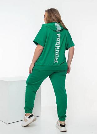 48-50, 52-54, 56-58 женский летний спортивный костюм чёрный, хаки, бордо, мокко, мята, зеленый5 фото