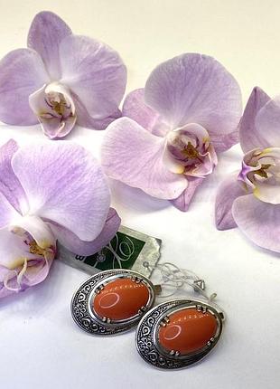 Серебряный набор серьги и кольцо