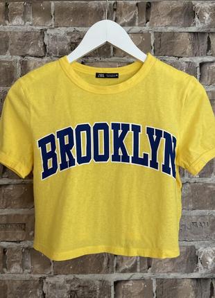 Білі -жовтий топ zara "brooklyn"s❤️