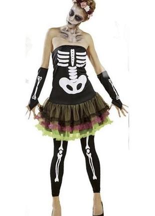 Скелет балерина костюм карнавальний колготки мітенки