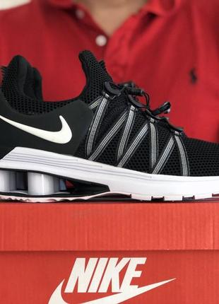 Чоловічі текстильні чорно-білі кросівки nike shox gravity🆕 футуристичні найк