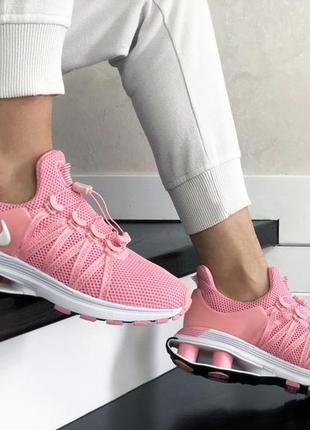 Жіночі легкі текстильні кросівки nike shox gravity🆕 стильні рожеві найки4 фото