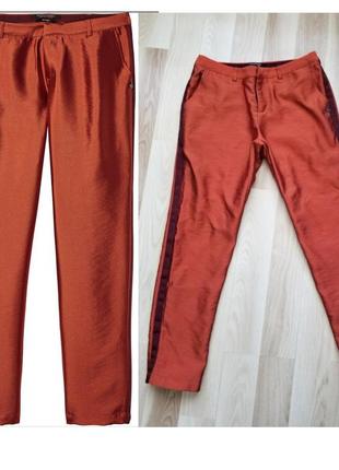 Шелковые брюки зауженные scotch&soda прямые брюки с посадкой высокой талией лампасами жіночі брюки3 фото