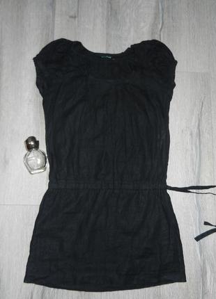 S/10/38 united colors of benetton черное льняное платье, лен, новое1 фото