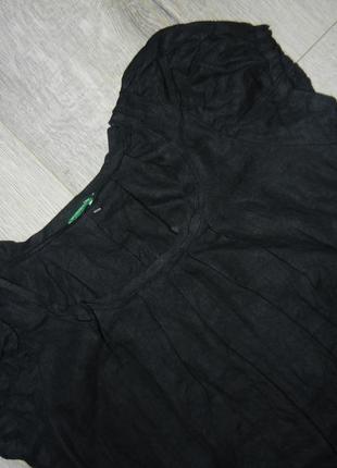 S/10/38 united colors of benetton черное льняное платье, лен, новое6 фото