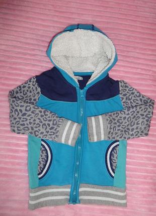 Модна толстовка на блискавці дівчинку худі з теплим капюшоном 3 4 5 98-110-118см