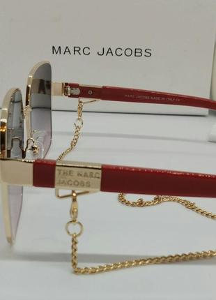 Очки в стиле marc jacobs модные женские солнцезащитные очки серо розовый градиент в золотом металле5 фото