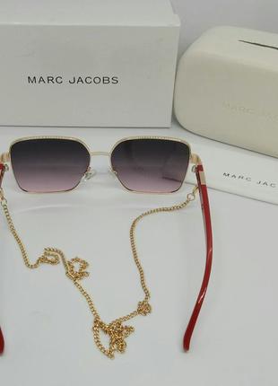 Очки в стиле marc jacobs модные женские солнцезащитные очки серо розовый градиент в золотом металле6 фото