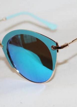 Дзеркальні блакитні окуляри 53rs круглі сонцезахисні окуляри1 фото