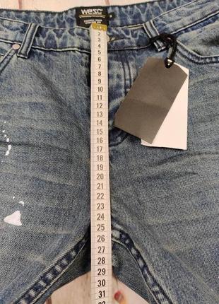 Мужские джинсы синие в пятнах краски разрисованные wesc