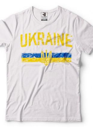 Мужская и женская патриотическая футболка с принтом ukraine, флаг и герб украины3 фото