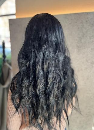 Парик, косплей, волнистый, чёрный, пышный, густой, аниме.