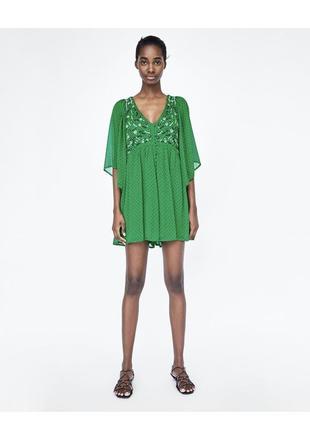 Zara. яркий свободный крутой ромпер. оригинал. цветной зеленый цвет принт бохо