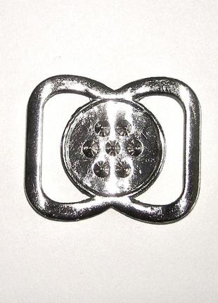 Пряжка сполучна металева срібляста камені кристали фурнітура на пояс штани спідницю3 фото