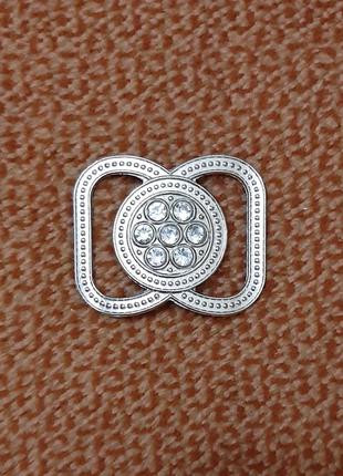 Пряжка сполучна металева срібляста камені кристали фурнітура на пояс штани спідницю4 фото