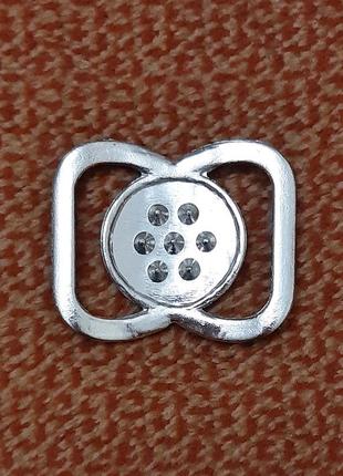 Пряжка сполучна металева срібляста камені кристали фурнітура на пояс штани спідницю5 фото