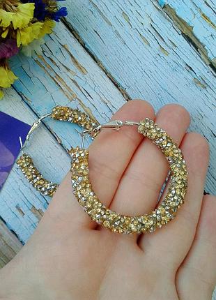 Сережки кільця/коло/кристали/золотий/сріблястий