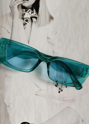 Солнцезащитные прямоугольные стильные  очки голубой6 фото