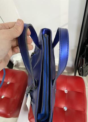 Кожаная сумка италия, цвет синий3 фото