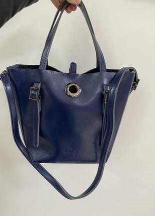 Кожаная сумка, цвет синий1 фото