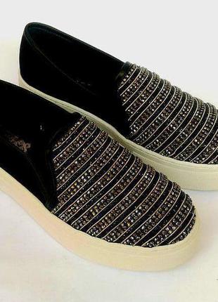 Шикарные сверкающие брендовые слипоны carlos santana, стразы, камни swarovski