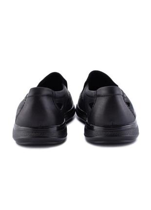 Чоловічі чорні літні туфлі з перфорацією еко шкіра4 фото