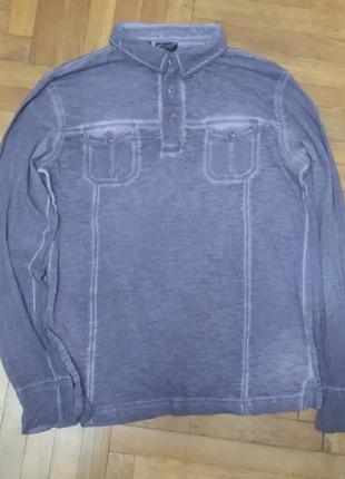 Футболка поло мужская с длинными рукавами хлопок 44/46 размер s