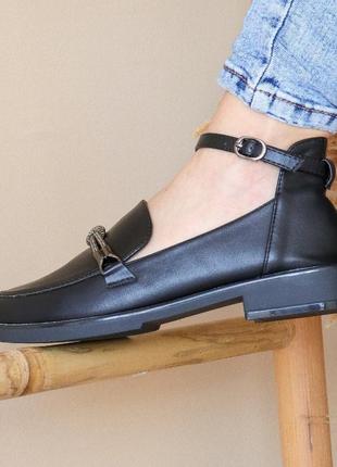 Туфли женские черные на плоской подошве весенние,осенние - женская обувь весна,осень 20225 фото