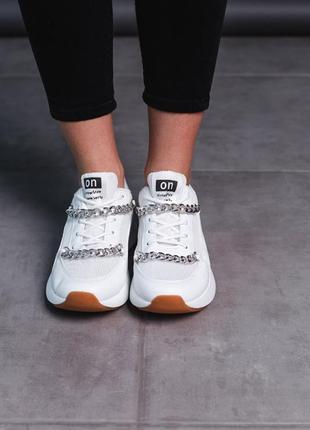 Кросівки жіночі білі з ланцюжками весняні,літні - жіноче взуття весна,літо 20223 фото