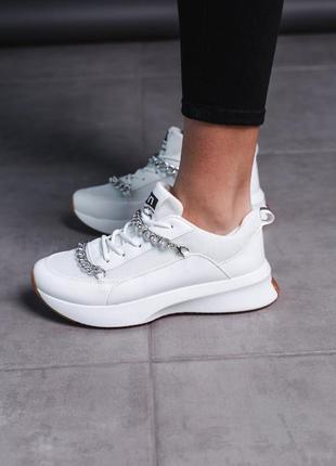 Кросівки жіночі білі з ланцюжками весняні,літні - жіноче взуття весна,літо 20224 фото
