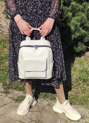 Стильний кремовий жіночий рюкзак, удобный женский городской рюкзак, зручний жіночий рюкзачок1 фото