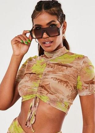 Кроп топ з драконами китай / модний топік сітка missguided