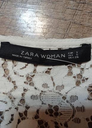 Белая ажурная блузка zara s біла ажурна блуза нежная5 фото