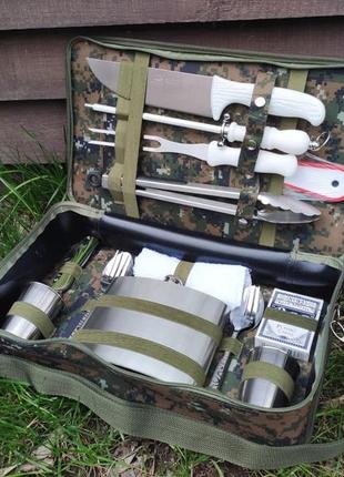 Набір туристичний "пікнік" 15 в 1 в камуфляжному кейсі