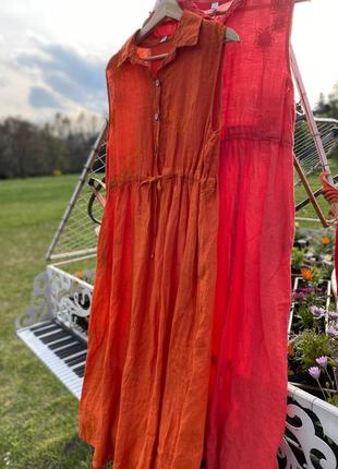 Платье 👗 сарафан лен италия стиль бохо3 фото