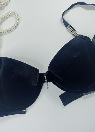 75dd / 34dd шикарный эффектный бархатный велюровый бюстгальтер  со стразами ann summers