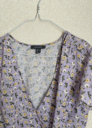 Блуза в цветы кофта сирень волан2 фото