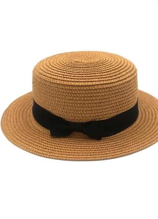 Жіночий соломяний капелюх 2022 літня шляпа канотье канотьє3 фото