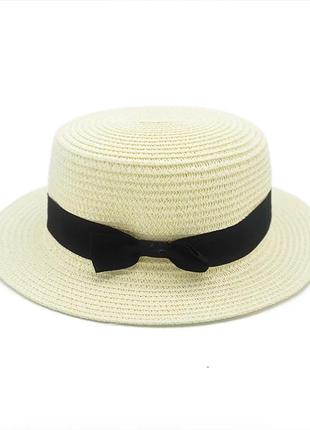 Жіночий соломяний капелюх 2022 літня шляпа канотье канотьє3 фото