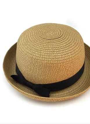 Жіночий соломяний капелюх 2022 літня шляпа канотье канотьє1 фото